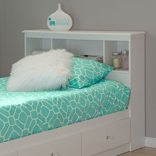 South Shore Crystal Twin Bookcase Headboard-White