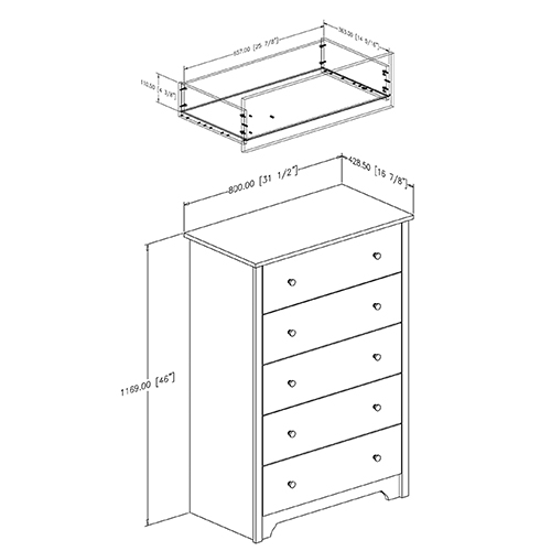 South Shore Vita Soft Grey 5-Drawer Chest