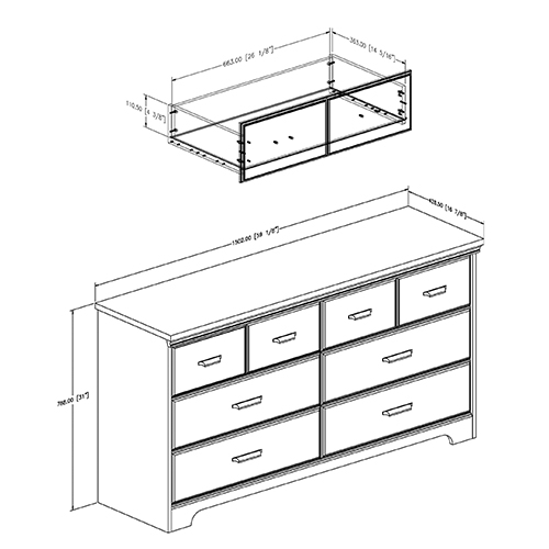 South Shore Versa 6-Drawer Double Dresser-Grey