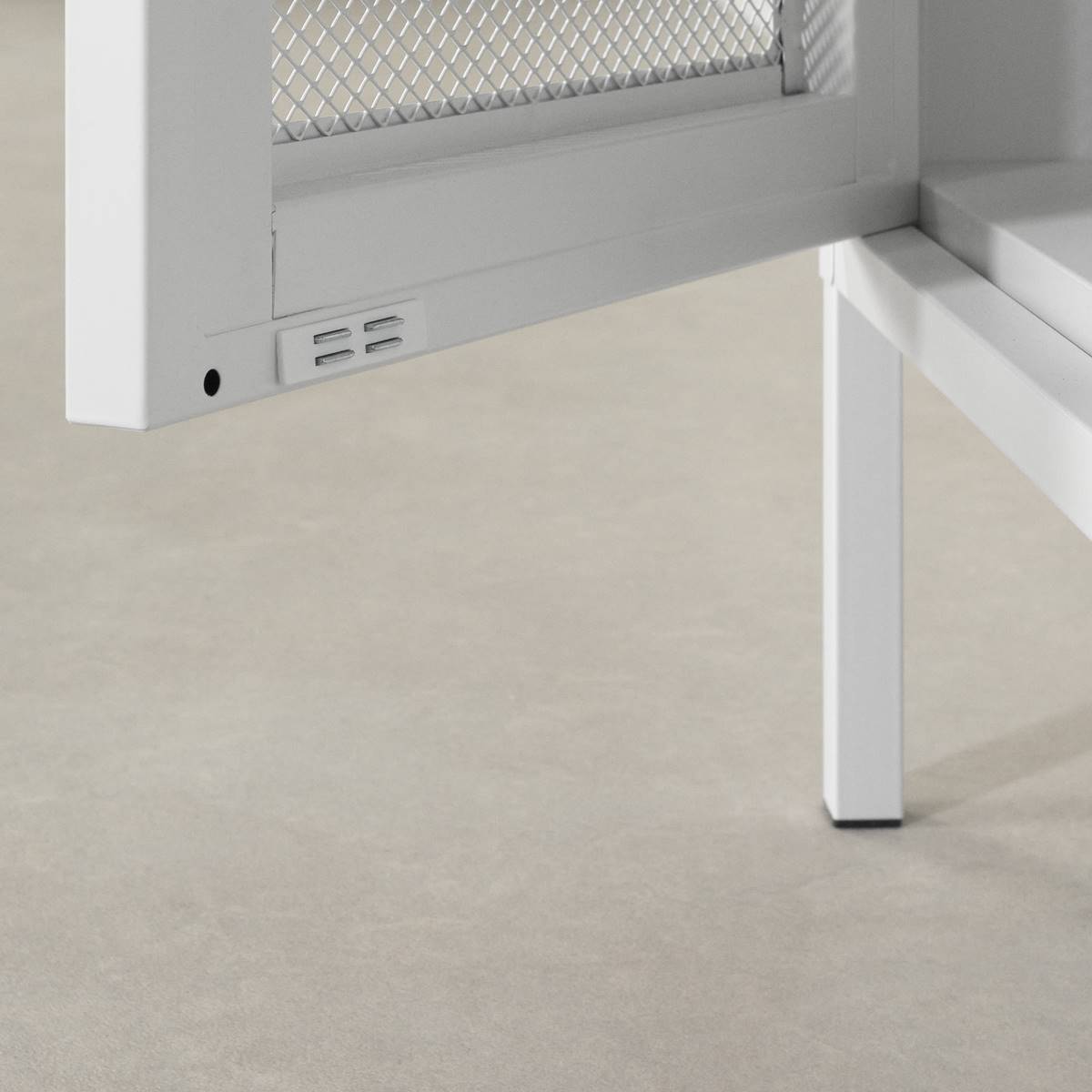 South Shore Crea White Metal Mesh 1-Door End Table