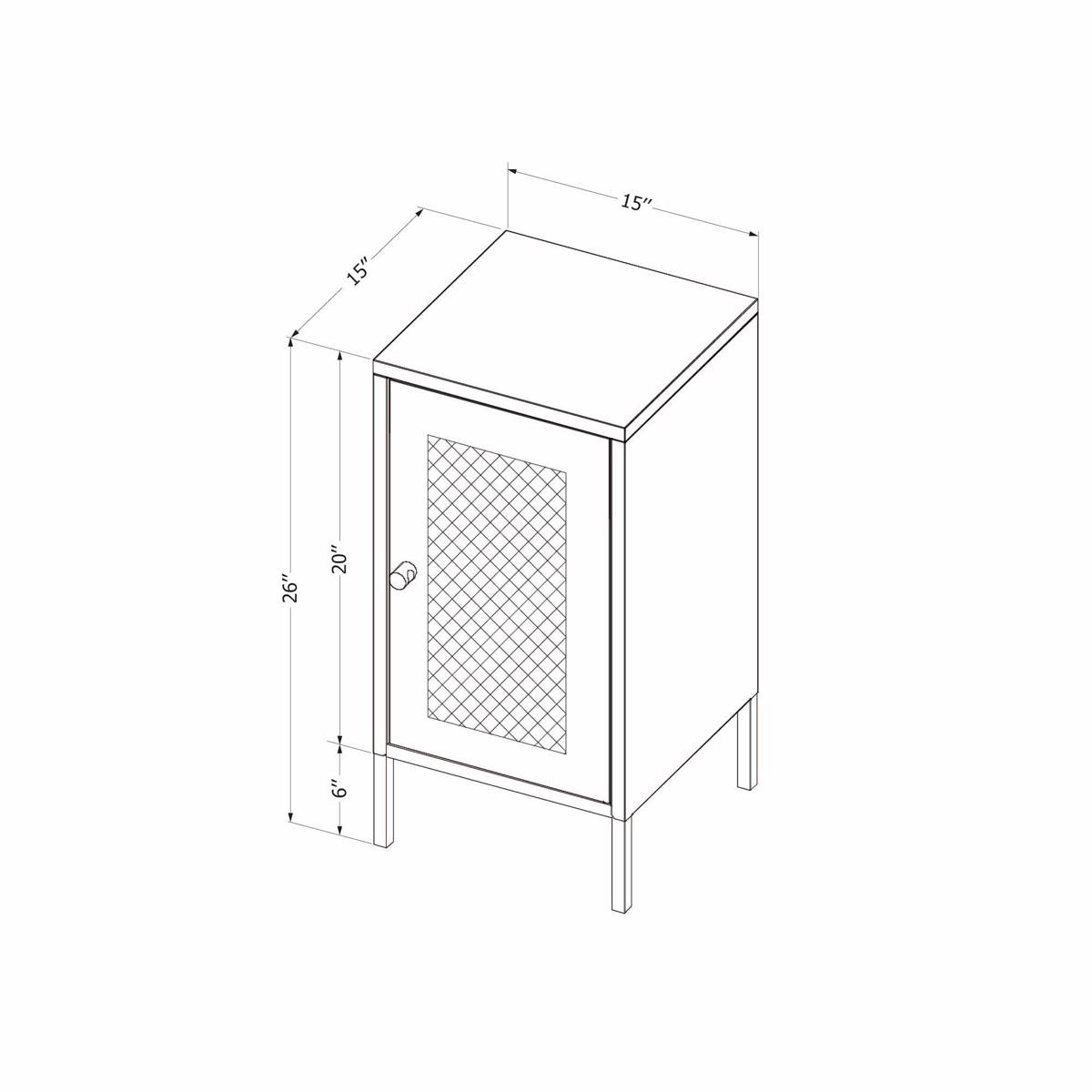 South Shore Crea White Metal Mesh 1-Door End Table