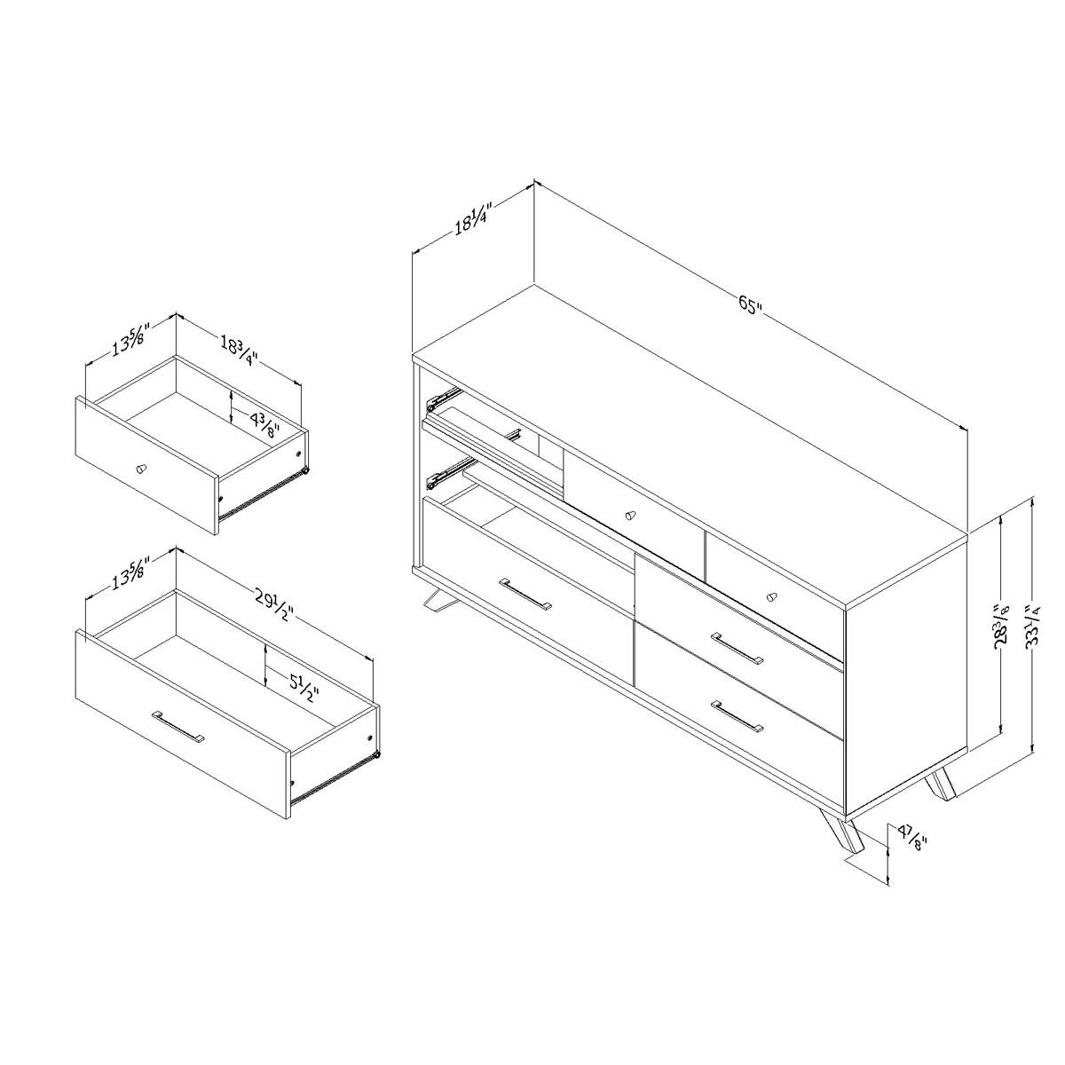 South Shore Flam 7-Drawer Double Dresser