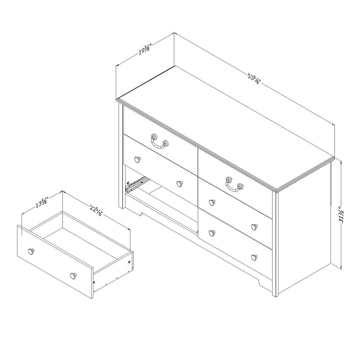 South Shore Aviron Seaside Pine 6-Drawer Double Dresser