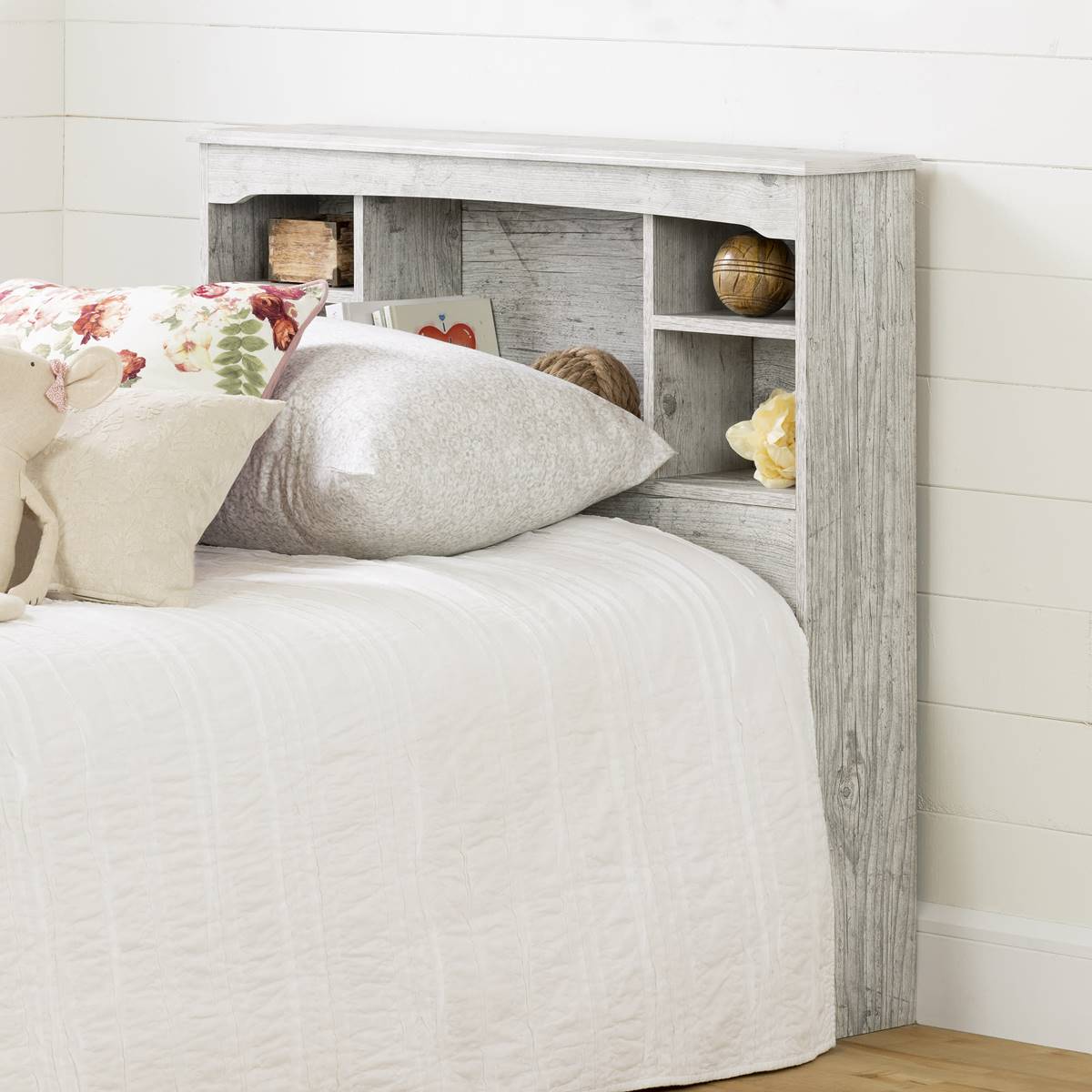 South Shore Aviron Seaside Pine Twin Bookcase Headboard