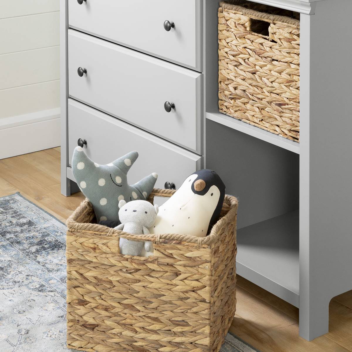 South Shore Cotton Candy Soft Gray 3-Drawer Dresser W/Baskets