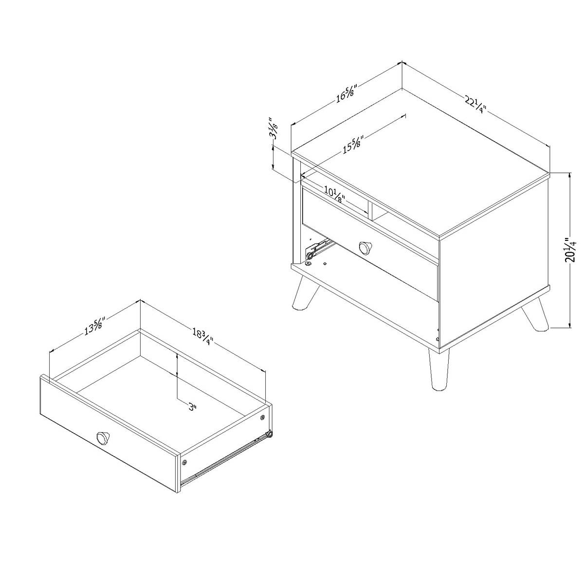 South Shore Yodi 2-Drawer Nightstand