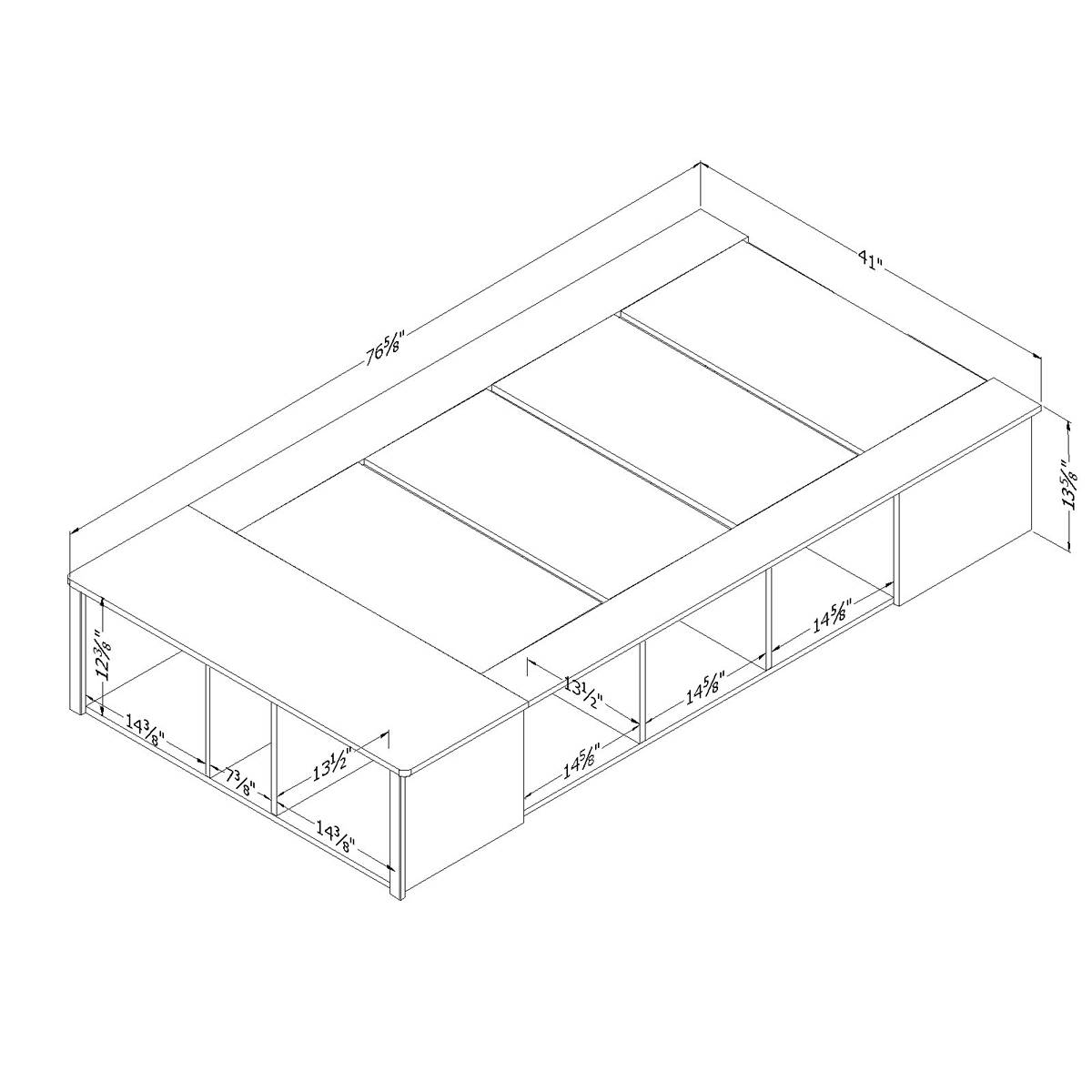 South Shore Flexible Platform Bed With Baskets