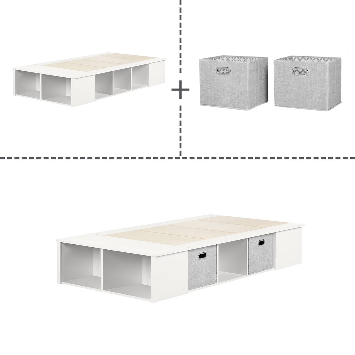 South Shore Flexible Platform Bed With Baskets