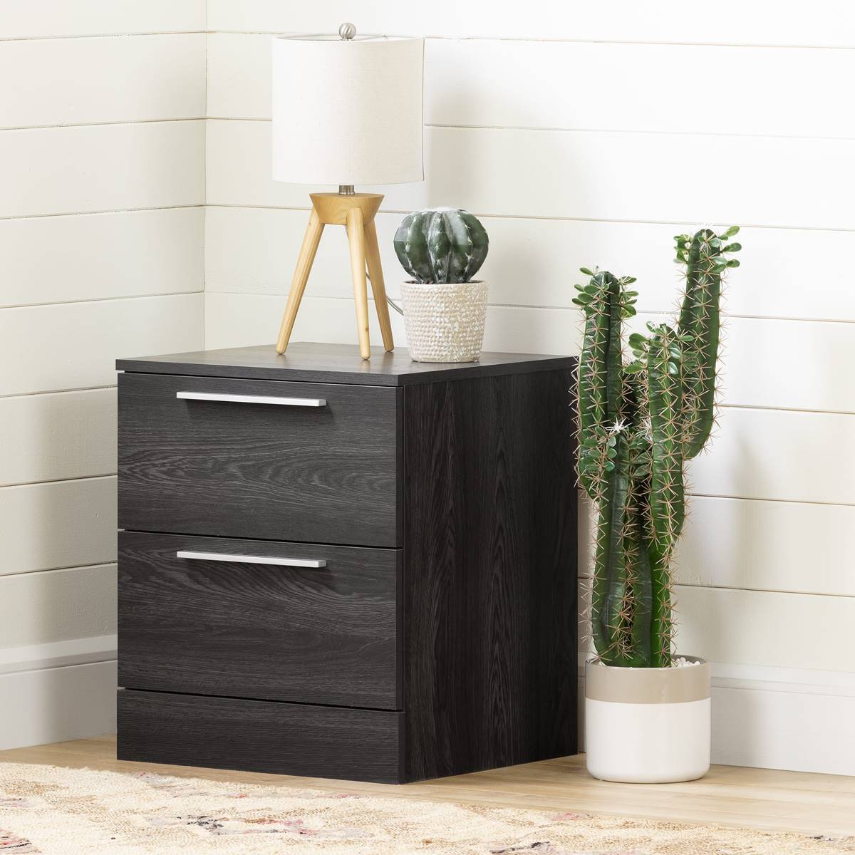 South Shore Step One Gray Oak Essential 2-Drawer Nightstand