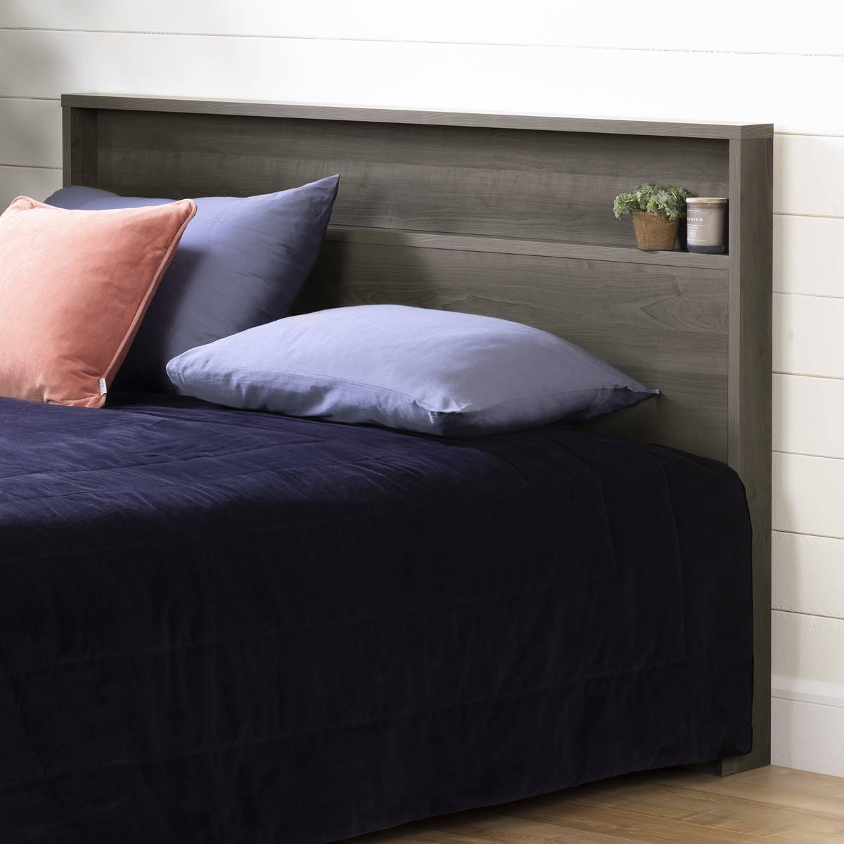 South Shore Gravity Gray Maple Full/Queen Headboard W/Shelf