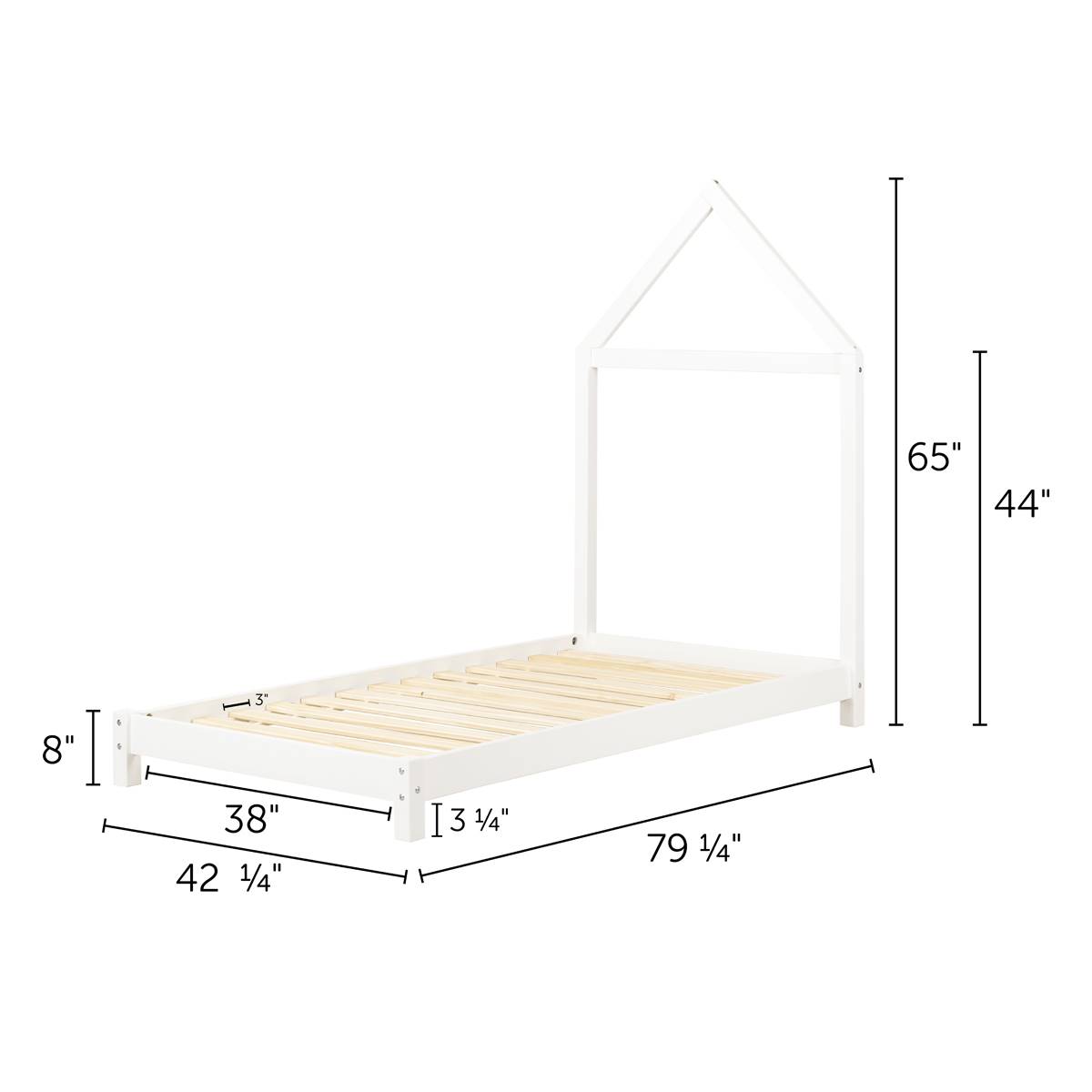 South Shore Sweedi Pure White Twin Bed With House Frame Headboard