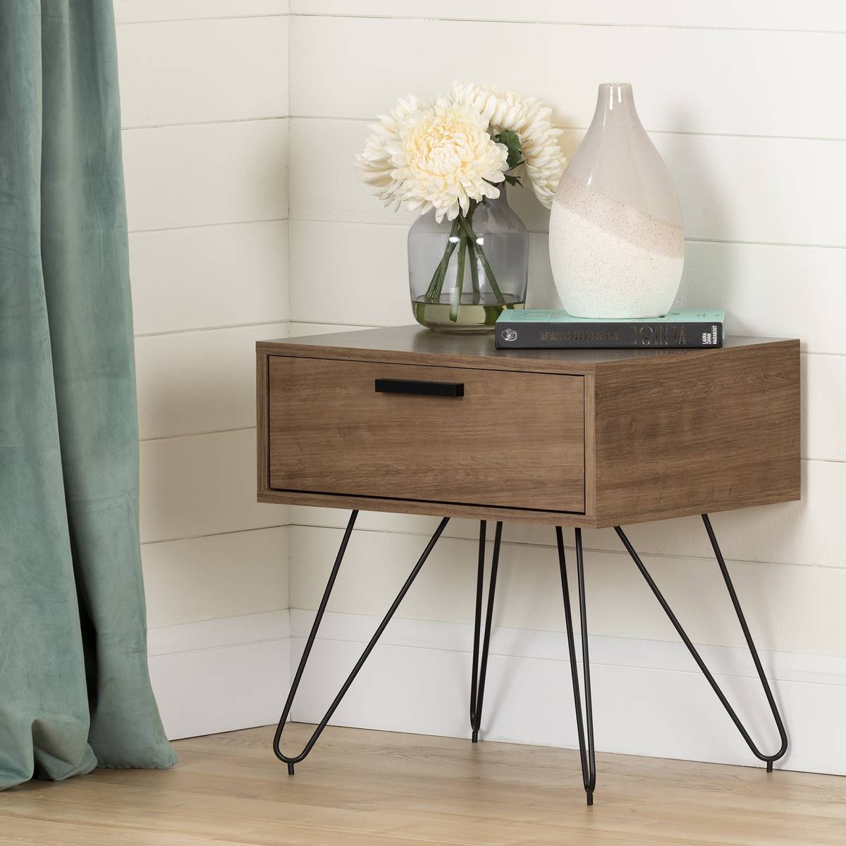 South Shore Slendel Dark Wood Nightstand