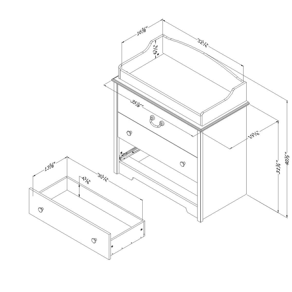 South Shore Navali Changing Table With Drawers