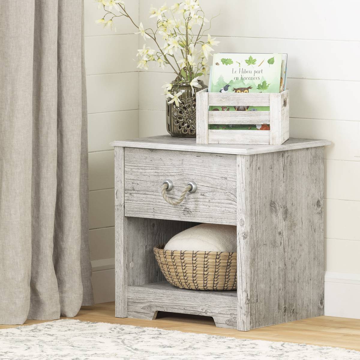 South Shore Navali Seaside Pine Drawer Nightstand