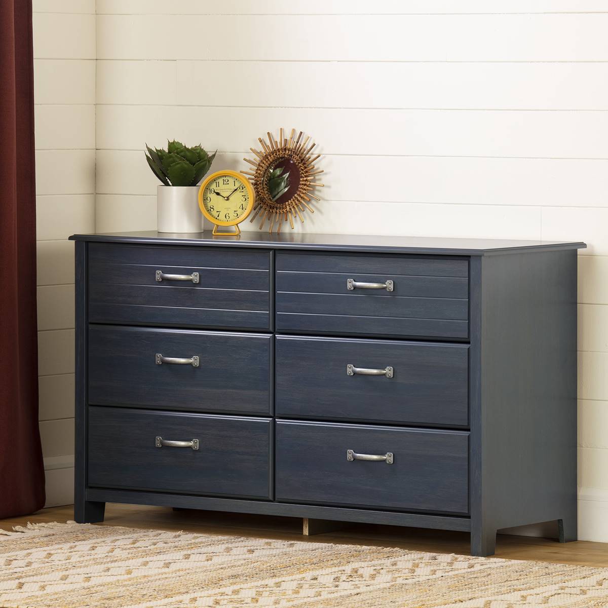 South Shore Asten Blueberry 6-Drawer Double Dresser