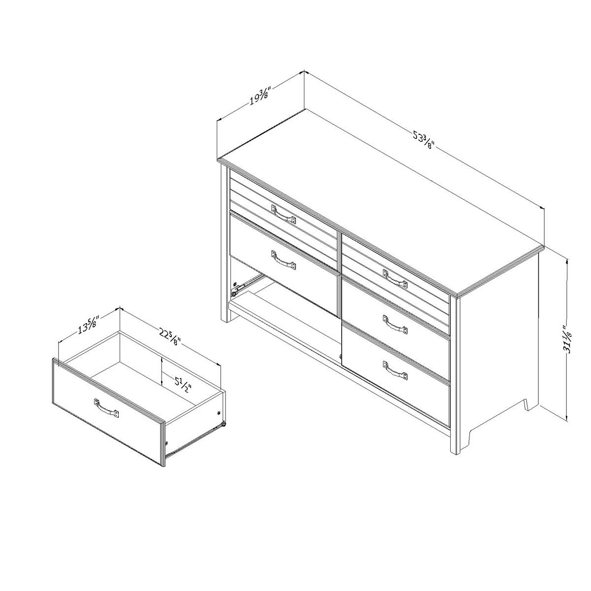 South Shore Asten Blueberry 6-Drawer Double Dresser