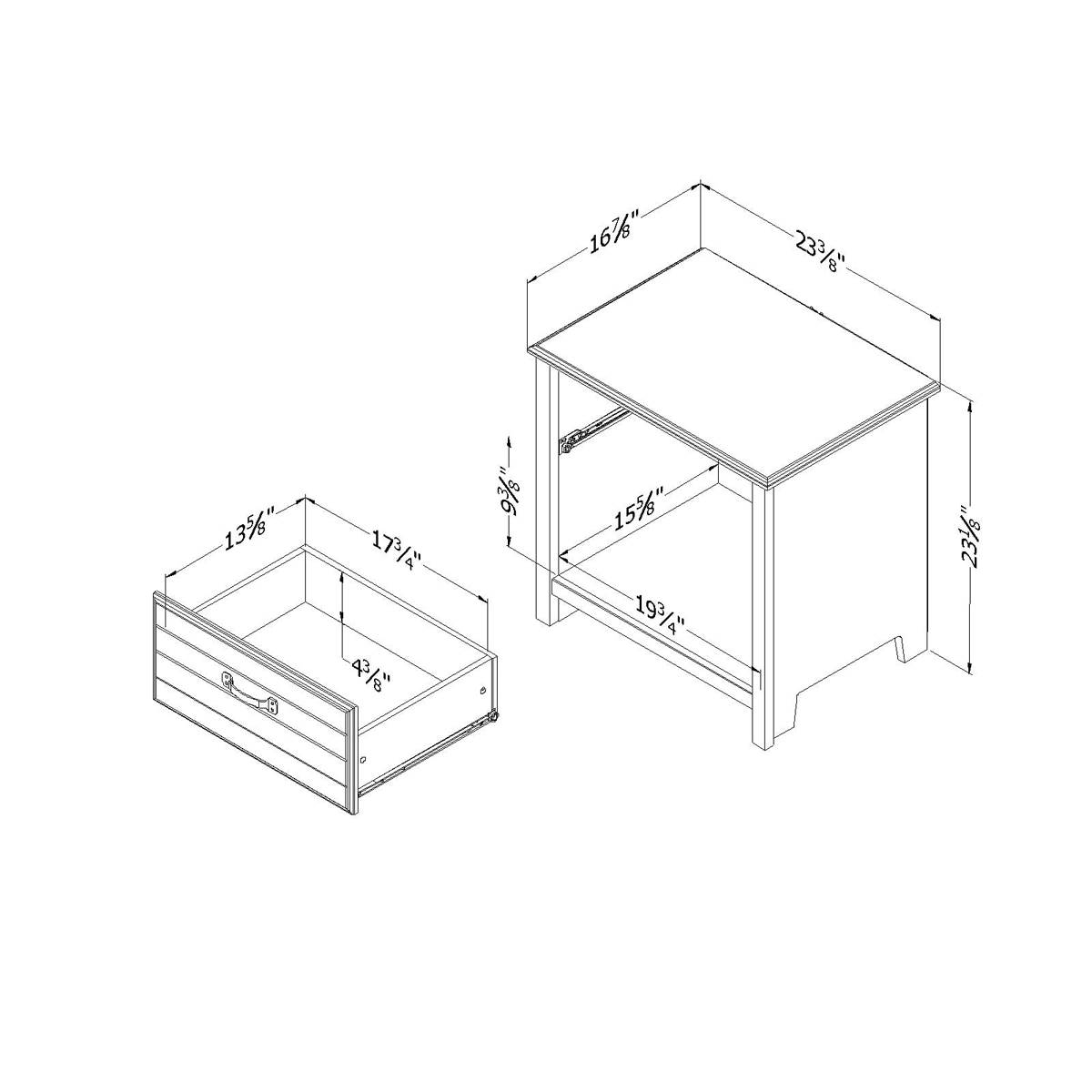 South Shore Asten Blueberry Drawer Nightstand