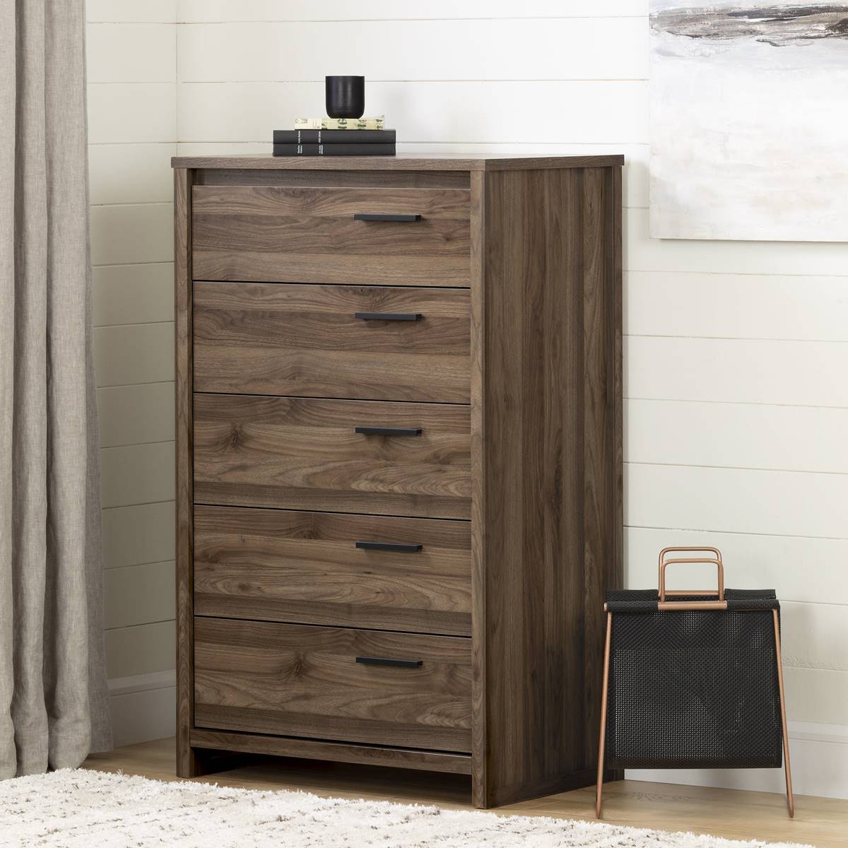 South Shore Lensky Natural Walnut 5-Drawer Chest