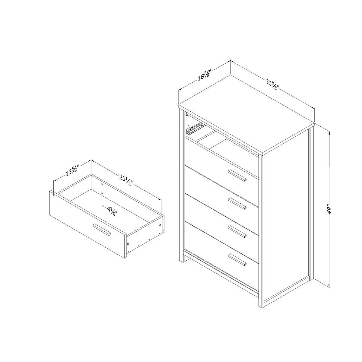 South Shore Lensky Natural Walnut 5-Drawer Chest