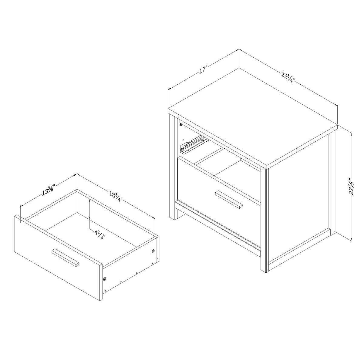 South Shore Lensky 2-Drawer Urban Nightstand