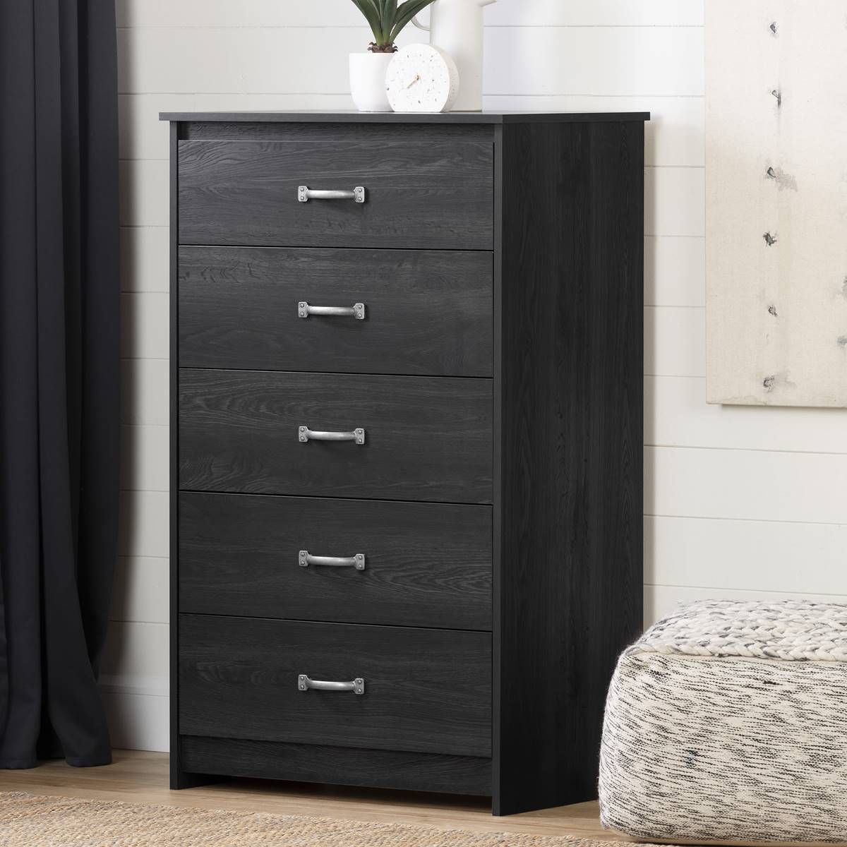 South Shore Tassio Grey Oak 5 Drawer Chest