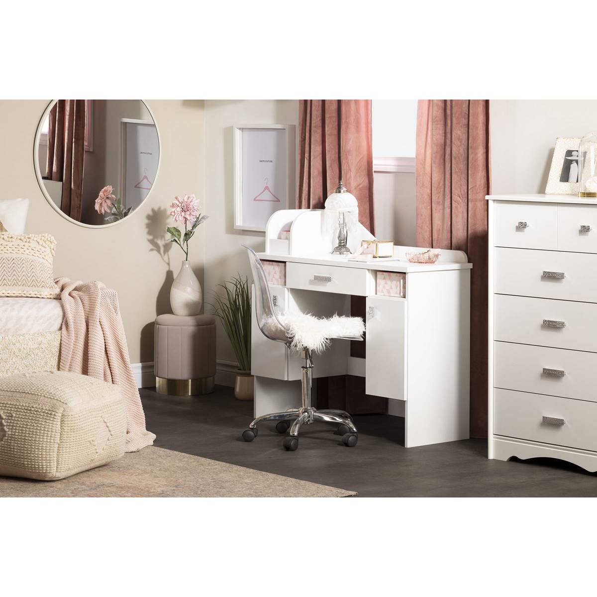 South Shore Tiara 2-Drawer Makeup Desk