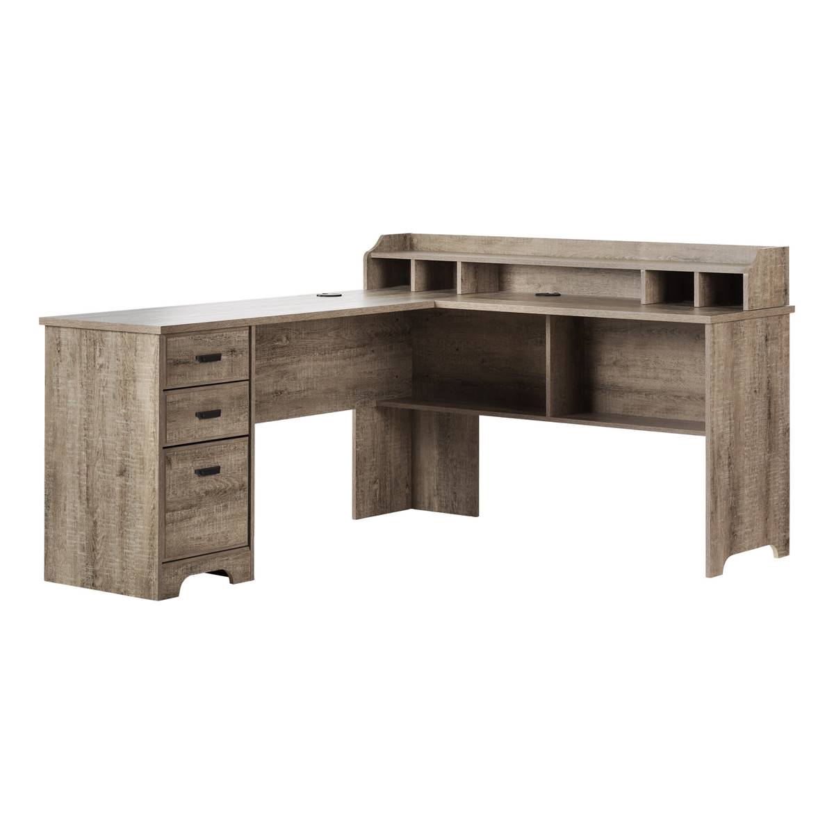 South Shore Versa L-Shaped Weathered Oak Desk