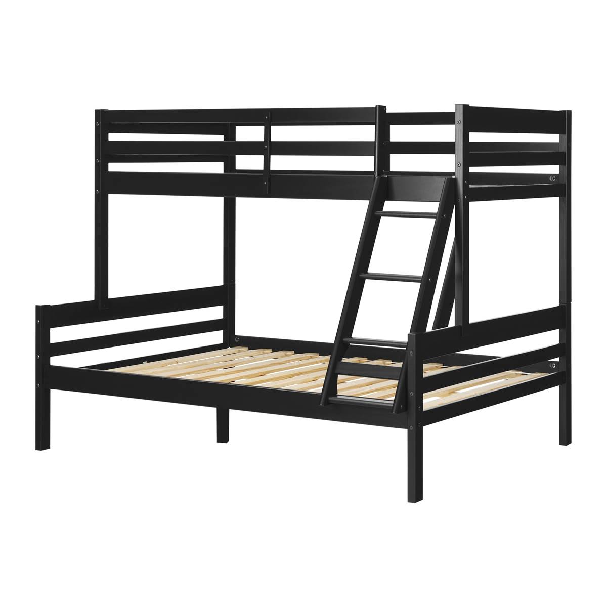 South Shore Fakto Matte Black Twin On Full Wood Bunk Bed