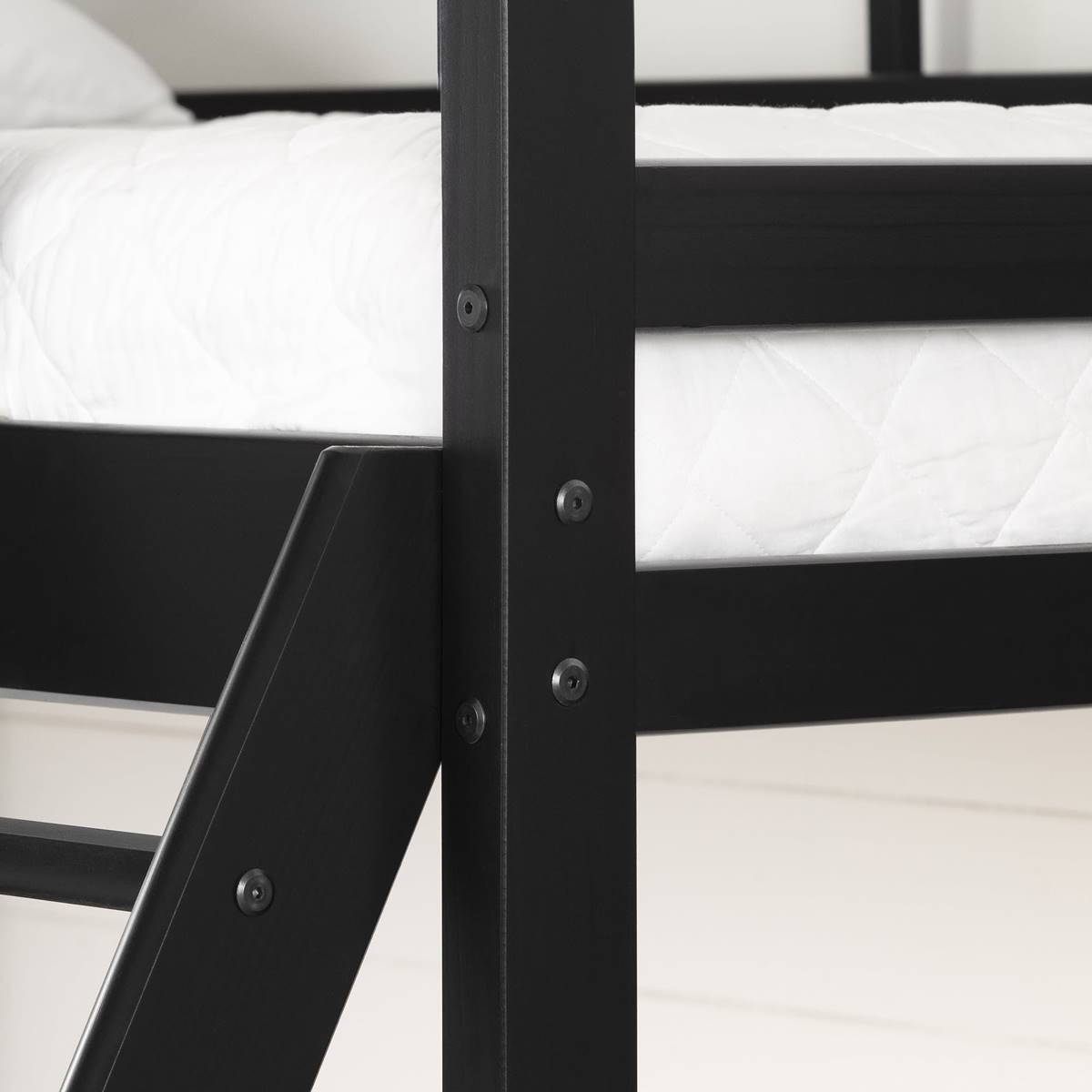 South Shore Fakto Matte Black Twin On Full Wood Bunk Bed