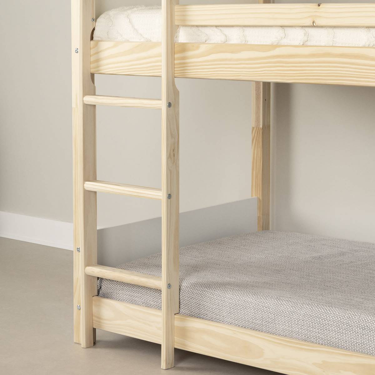 South Shore Sweedi White & Natural Twin House Bunk Bed