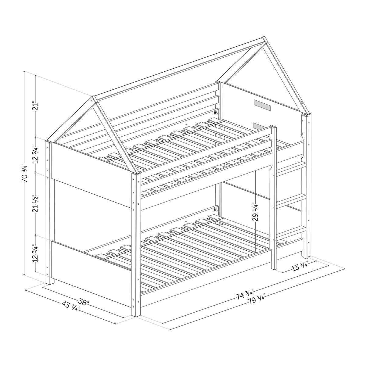 South Shore Sweedi White & Natural Twin House Bunk Bed