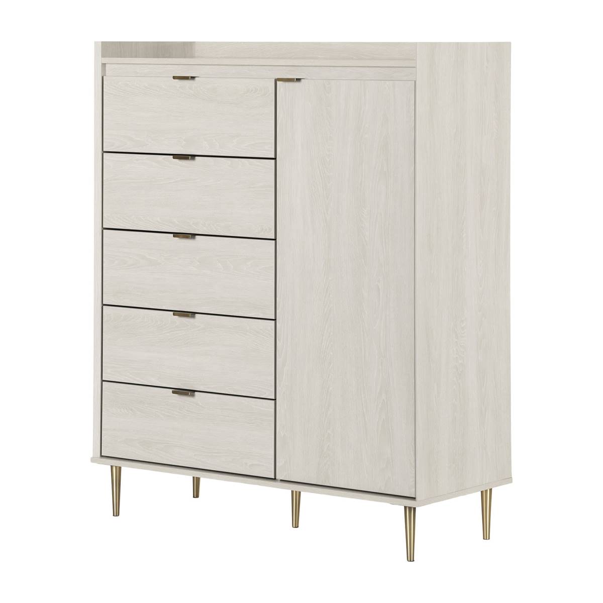 South Shore Hype Winter Oak Door Chest W/5 Drawers