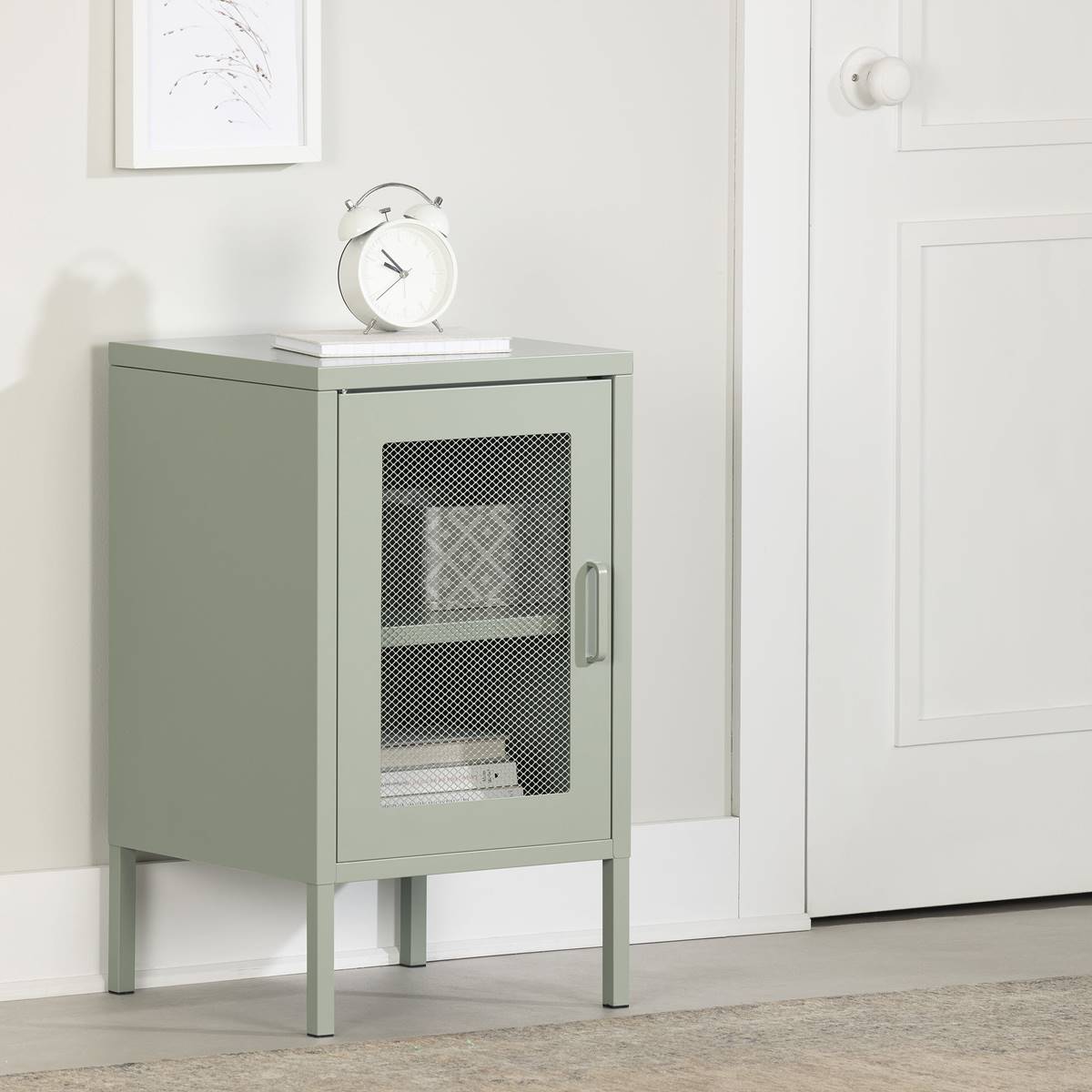 South Shore Kodali Metal Mesh 1-Door Nightstand