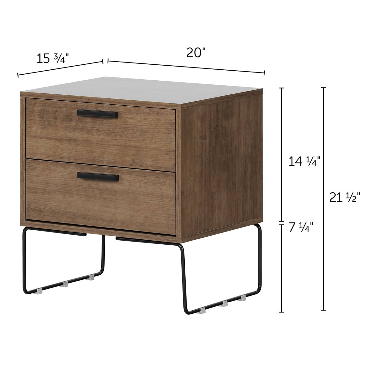 South Shore Vito Dark Wood 2-Drawer End Table