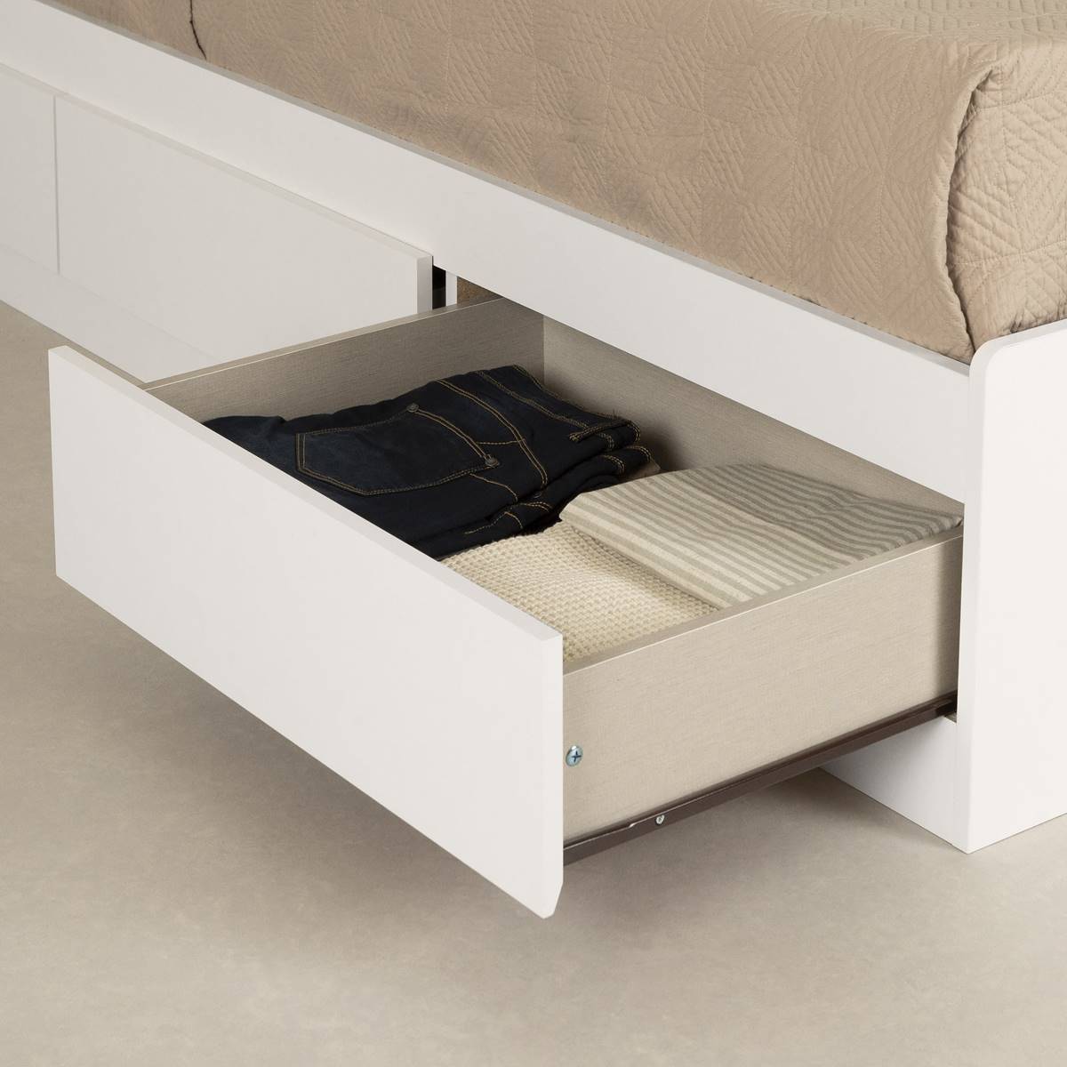 South Shore Fusion Pure White Full Mates Bed W/ 3 Drawers