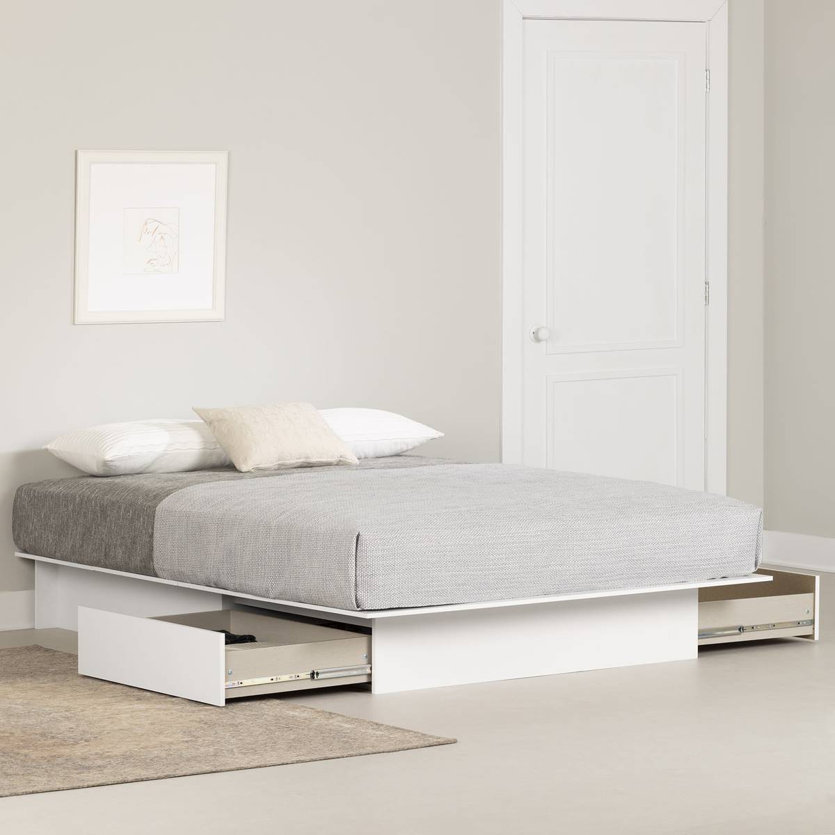 South Shore Fusion Pure White Full/Queen 2-Drawer Platform Bed