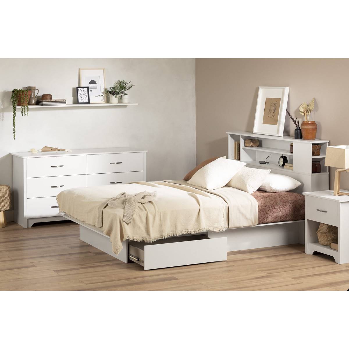South Shore Fusion Pure White Full/Queen 2-Drawer Platform Bed