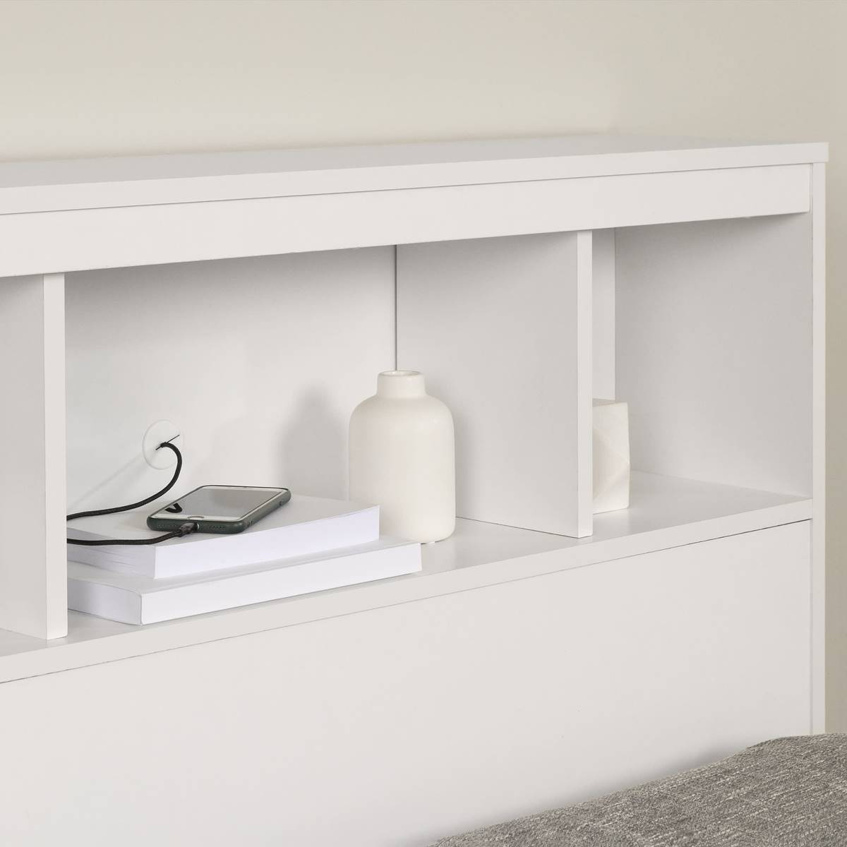 South Shore Summertime Pure White Twin Bookcase Headboard