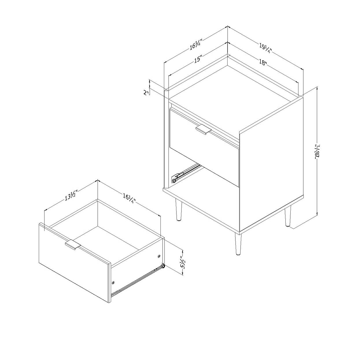 South Shore Hype End Table W/Faux Carrara Marble