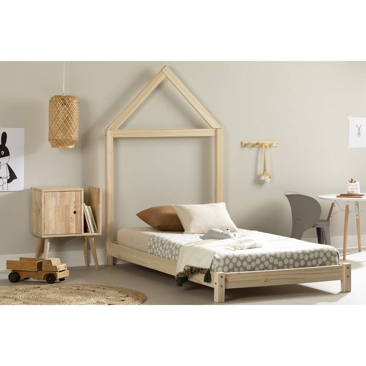 South Shore Sweedi Twin Bed W/House Frame Headboard