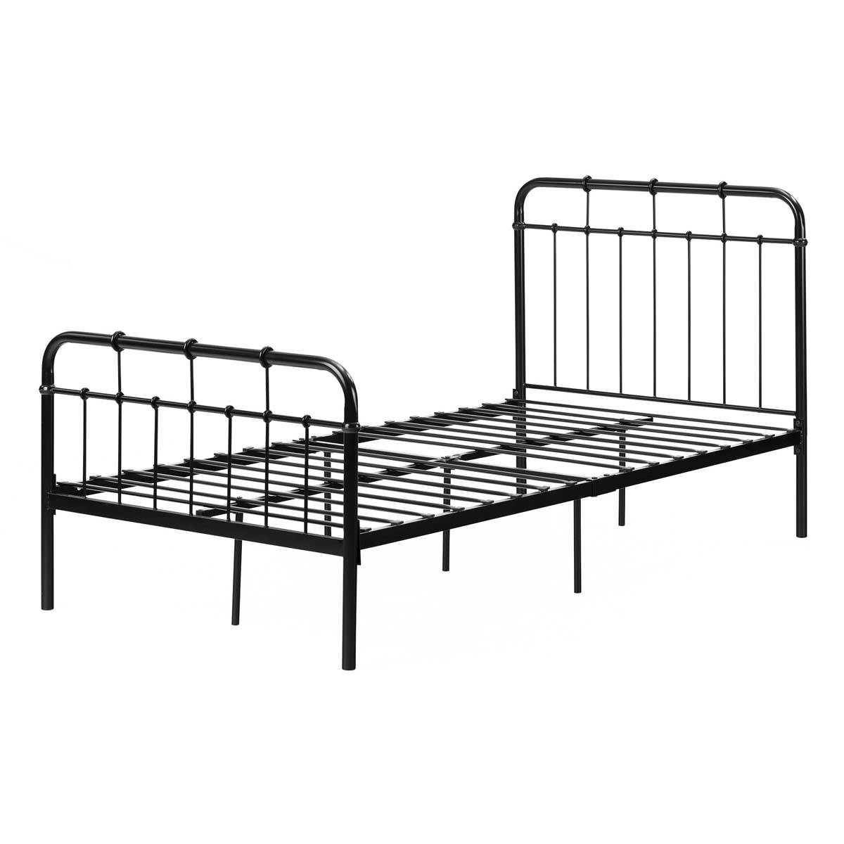 South Shore Tassio Pure Black Twin Metal Complete Bed Frame