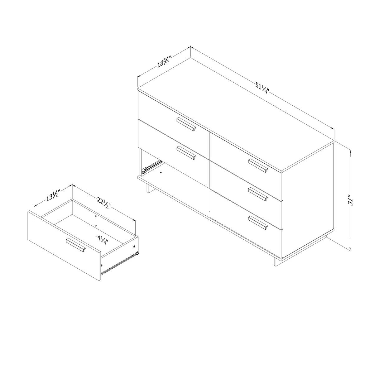 South Shore Cavalleri Pure White 6-Drawer Double Dresser