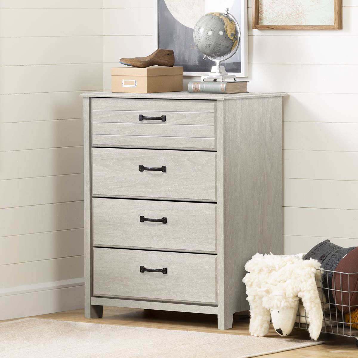 South Shore Ulysses Winter Oak 4-Drawer Chest