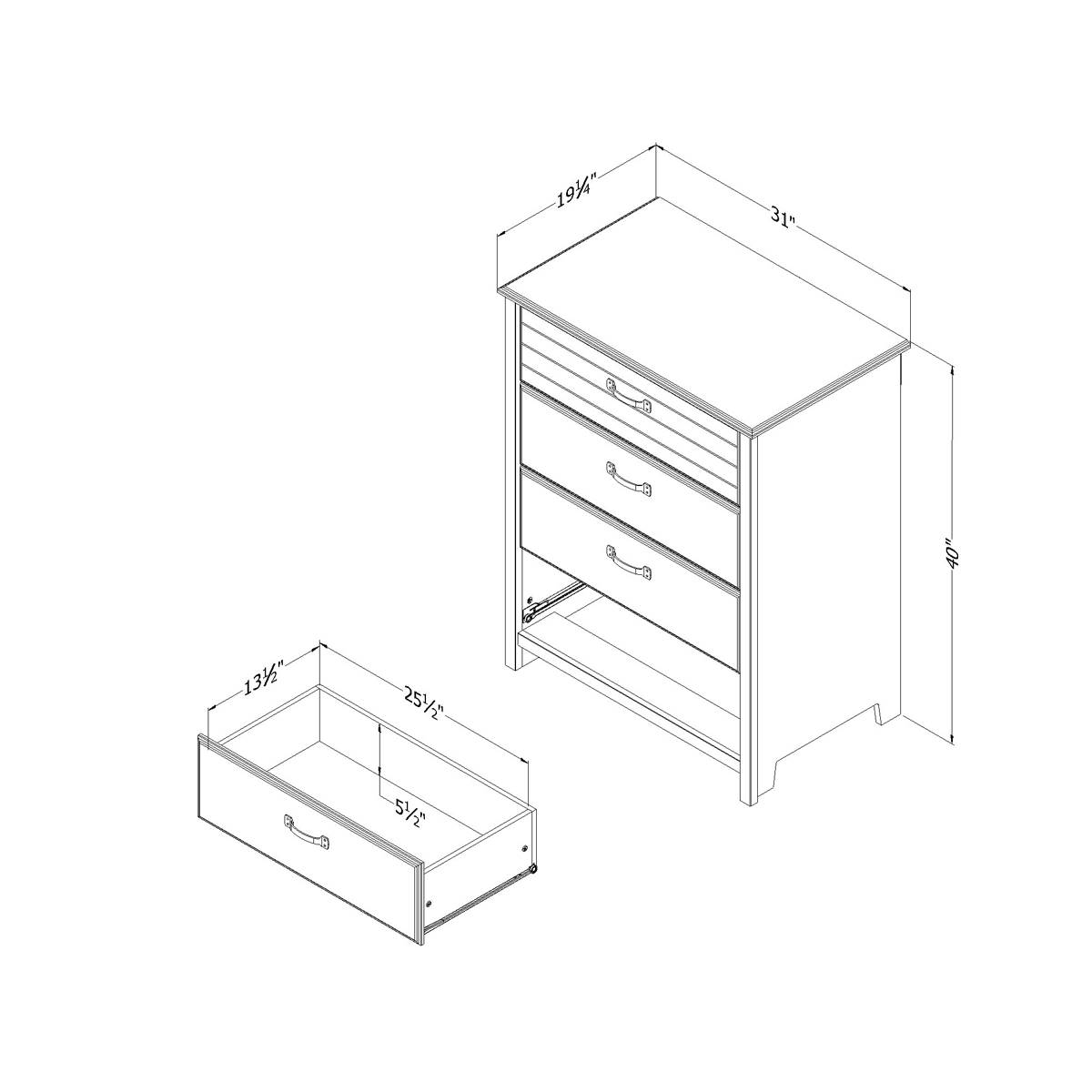 South Shore Ulysses Winter Oak 4-Drawer Chest