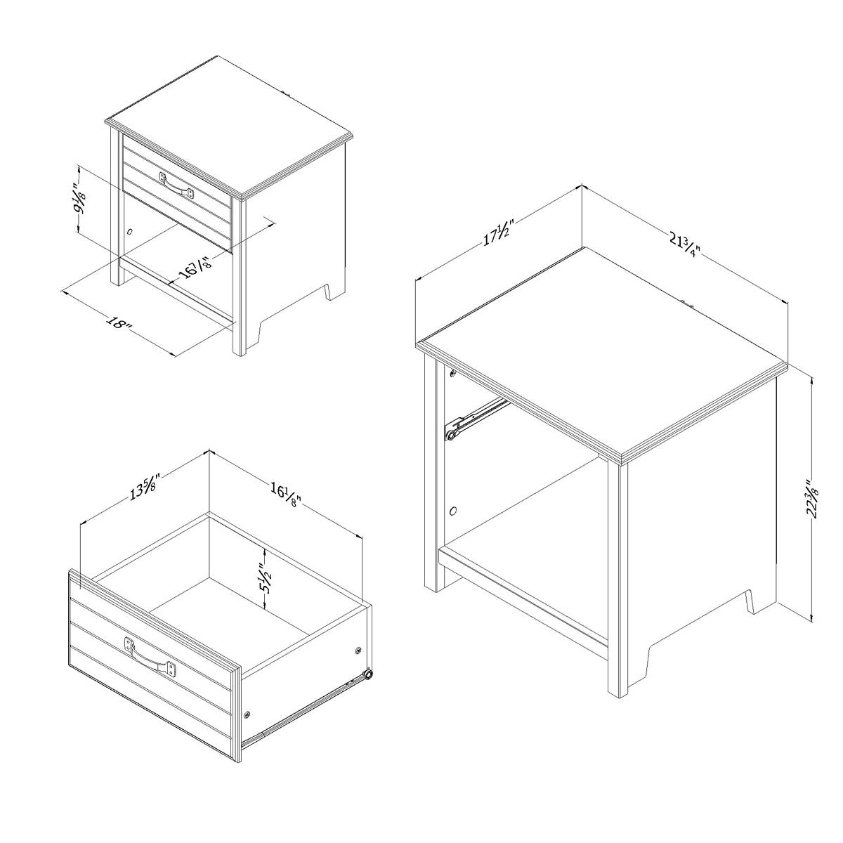 South Shore Ulysses Winter Oak 1-Drawer Nightstand