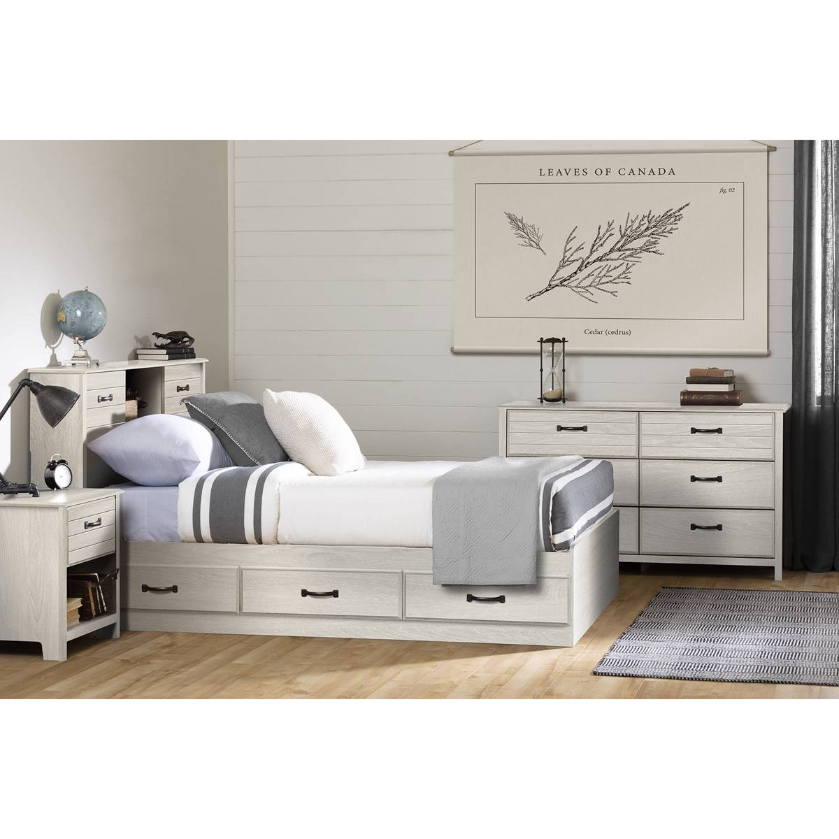 South Shore Ulysses Winter Oak Full 3-Drawer Mates Bed