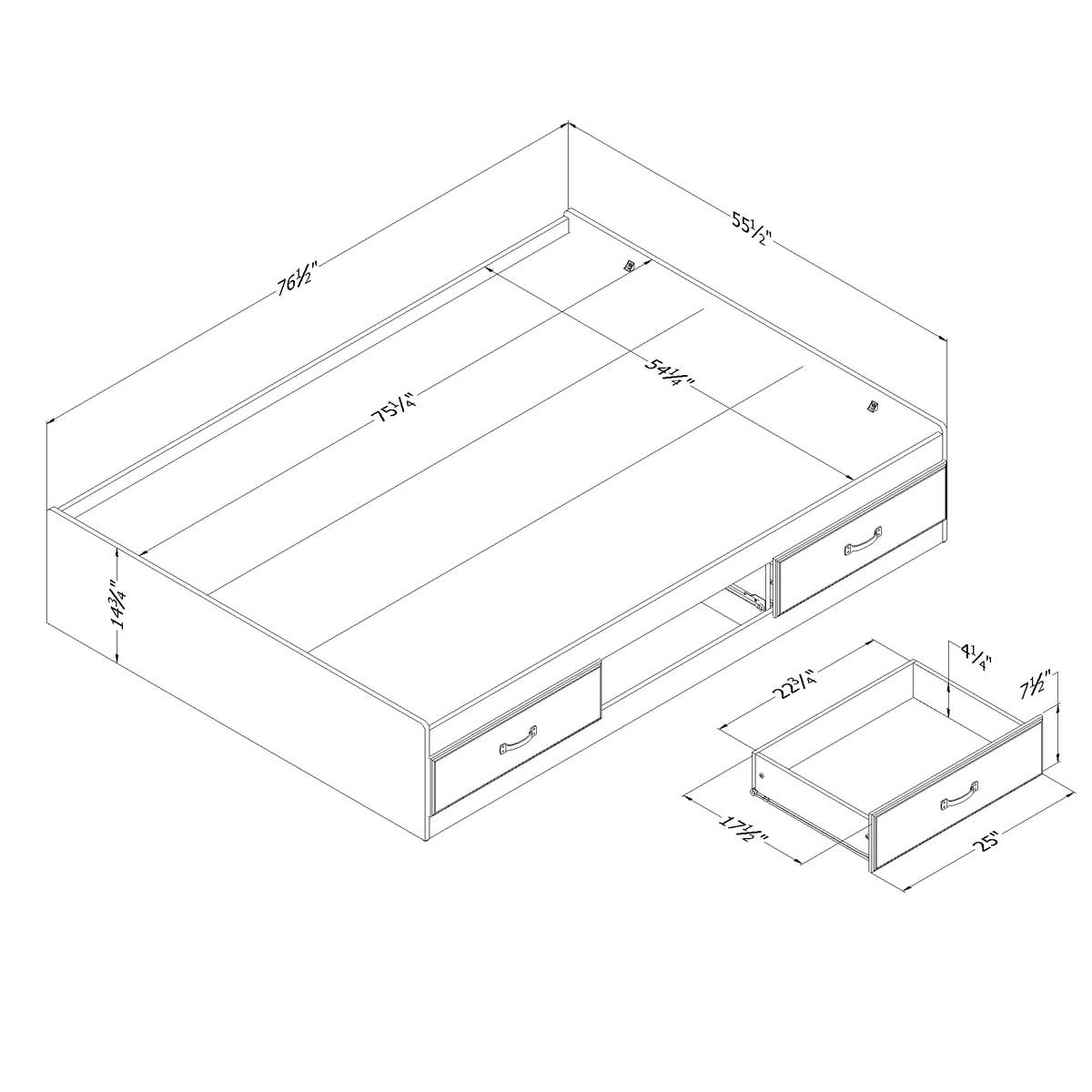 South Shore Ulysses Winter Oak Full 3-Drawer Mates Bed