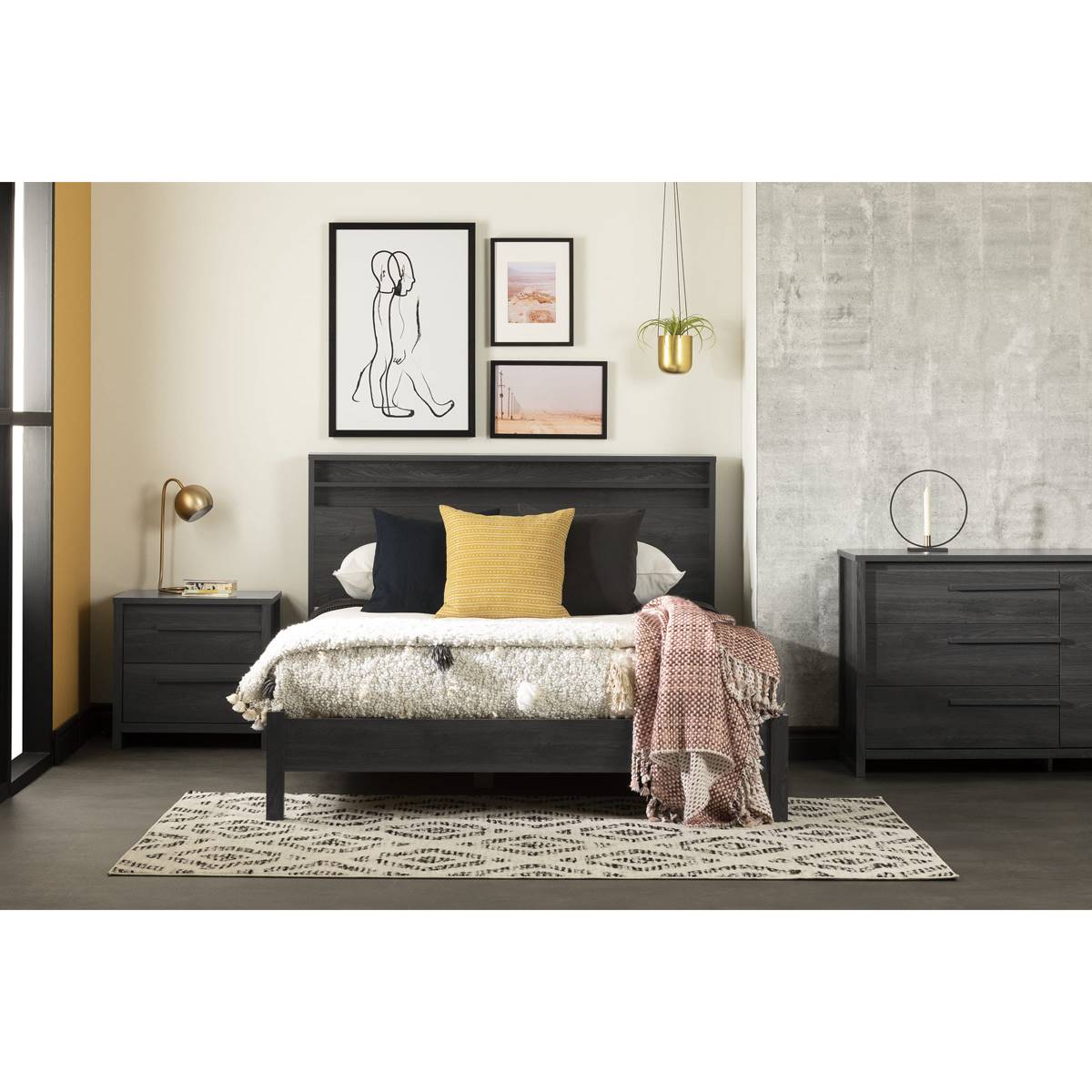 South Shore Tao Gray Oak Full Bed And Headboard Set