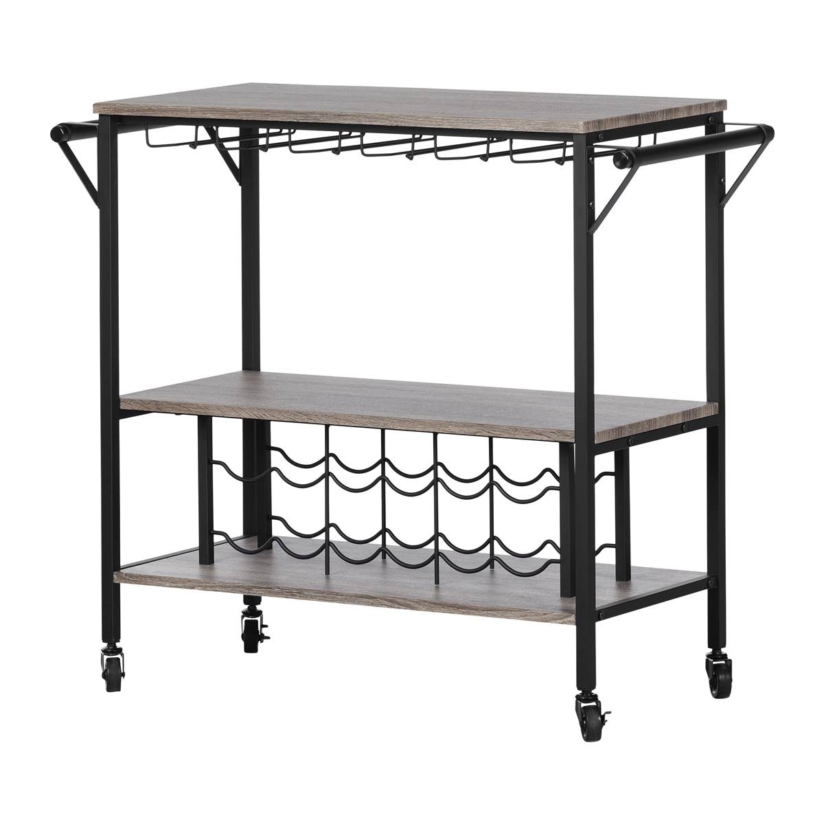 South Shore Munich Weathered Oak Bar Cart W/Wine Rack