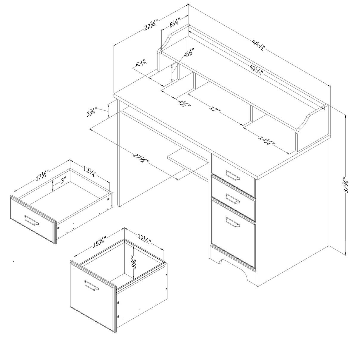 South Shore Versa Computer Desk W/Hutch